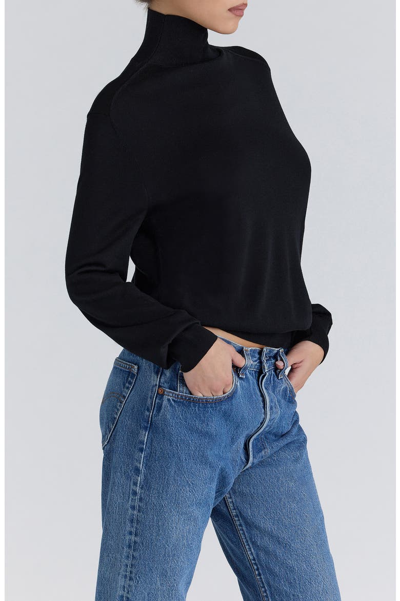 Angel Silk & Wool Blend Turtleneck Sweater, Alternate, color, BLACK
