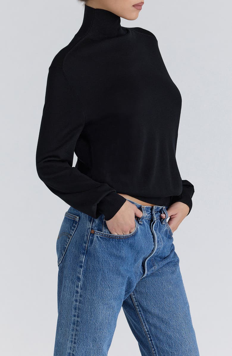 HOUSE OF CB Angel Silk & Wool Blend Turtleneck Sweater, Alternate, color, Black