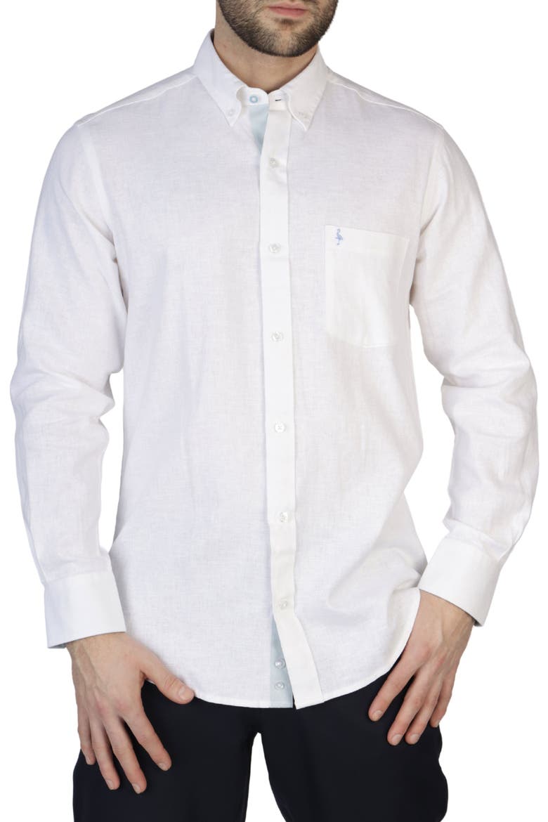 Linen Blend Shirt, Main, color, WHITE DOVE