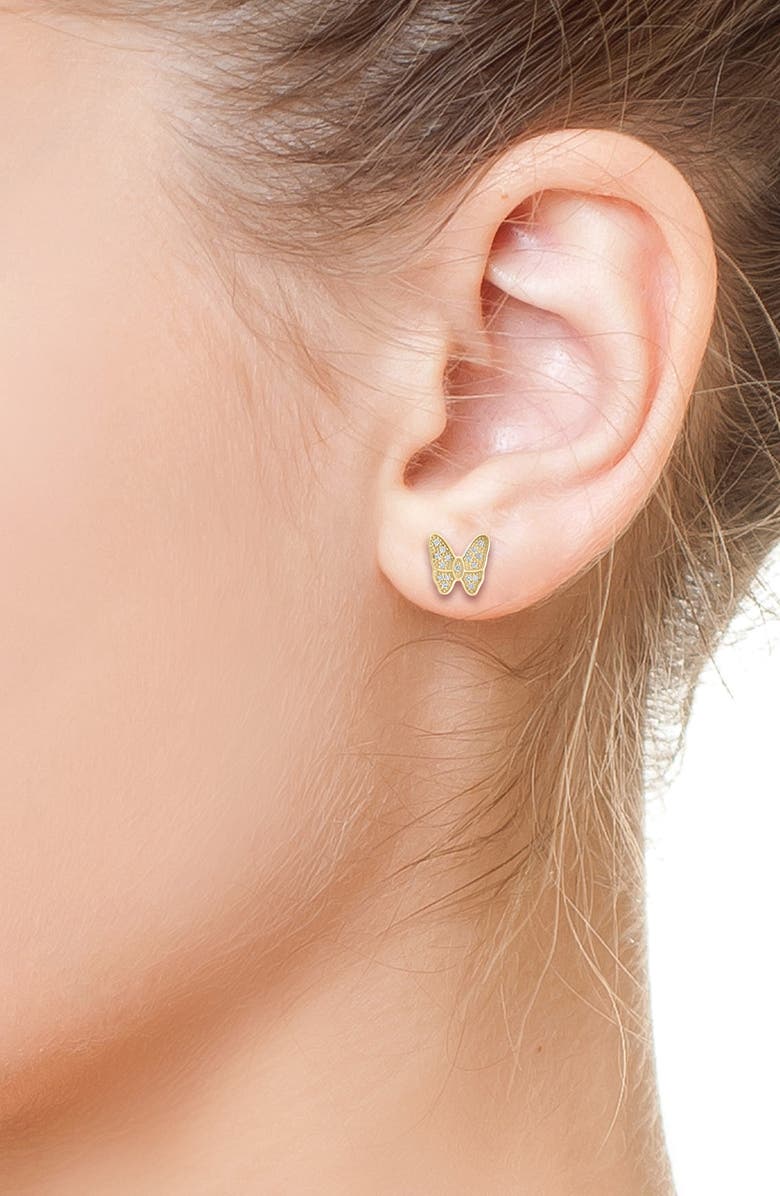 EFFY Diamond Embellished Butterfly Stud Earrings - 0.10ct, Alternate, color, Gold