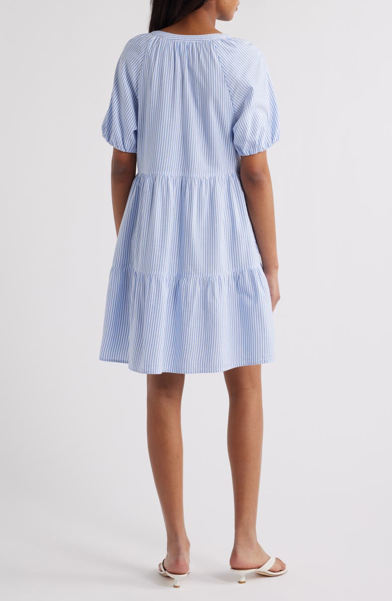 beachlunchlounge Alora Stripe Tiered Cotton Blend Dress, Alternate, color, Light Sail