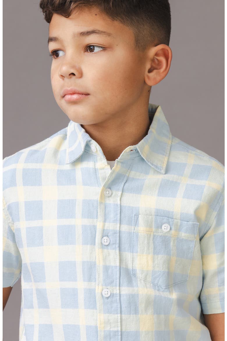 Kids' Linen Short Sleeve Shirt, Alternate, color, Sunlit Plaid