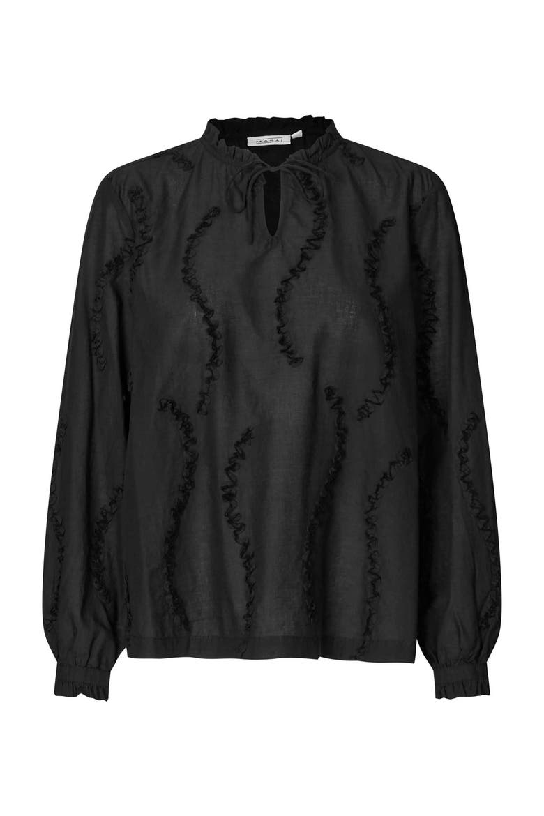 MaDolvira Ruffle Detail Blouse, Alternate, color, Black