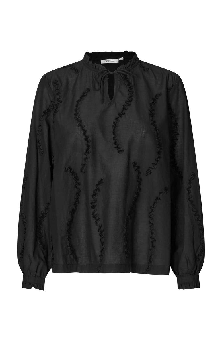 Masai Copenhagen MaDolvira Ruffle Detail Blouse, Alternate, color, Black