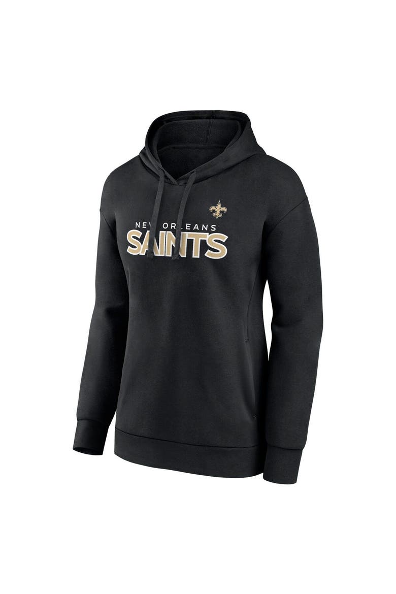 Women's Fanatics Branded Black New Orleans Saints Iconic Cotton Fleece Checklist Pullover Hoodie, Alternate, color, Black