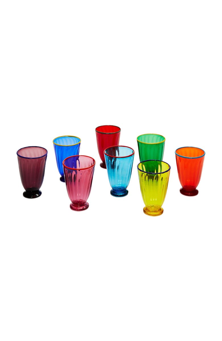 La DoubleJ Rainbow Glasses Set Of 8, Main, color, Mix Multicolor