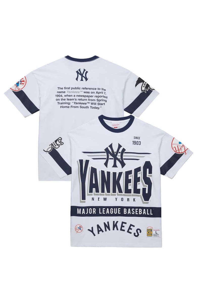 Mitchell & Ness Men's Mitchell & Ness White New York Yankees Cooperstown Collection Team Origins Premium T-Shirt, Main, color, 