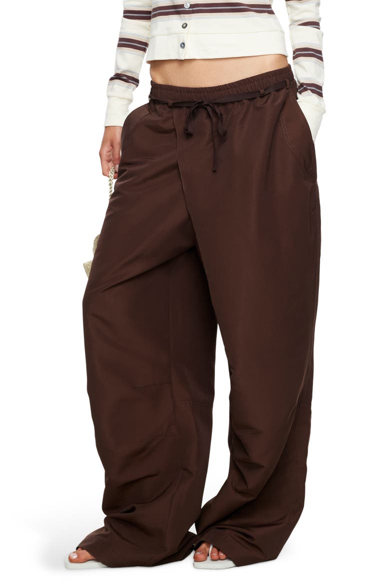 Signora Tie Waist Wide Leg Pants, Alternate, color, CHOCOLATE