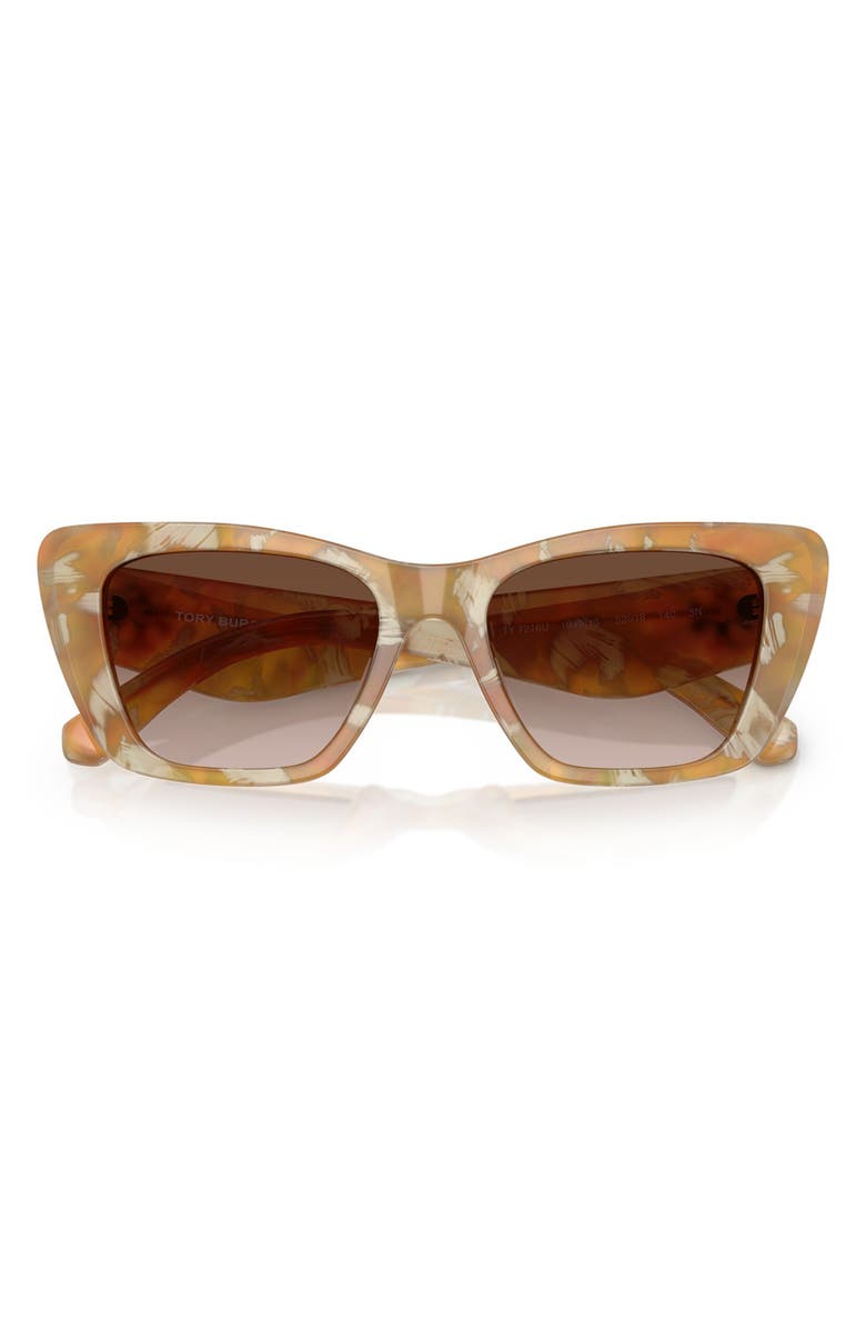 Tory Burch 52mm Cat Eye Sunglasses, Alternate, color, Honey Horn