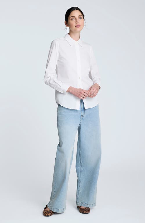 Kenneth Cole Shaped Cotton Blend Button-up Shirt In White