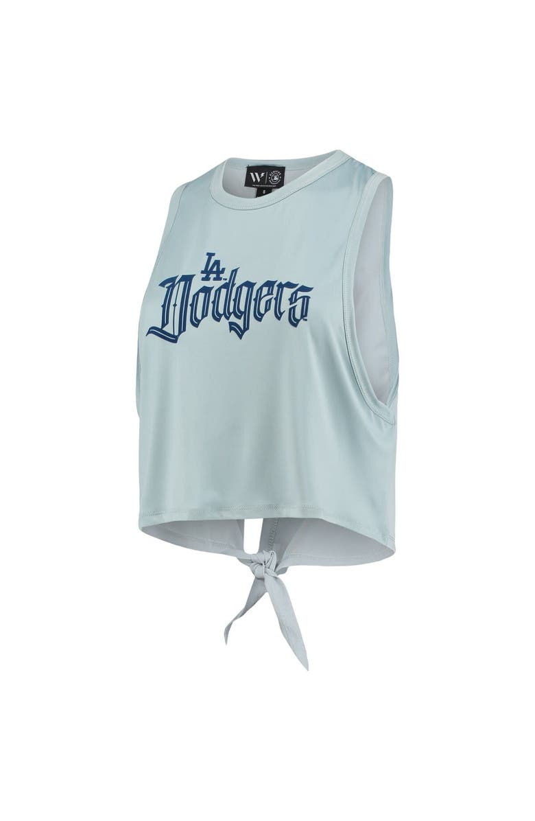 THE WILD COLLECTIVE Women's The Wild Collective Light Blue Los Angeles Dodgers Open Back Twist-Tie Tank Top, Alternate, color, Light Blue