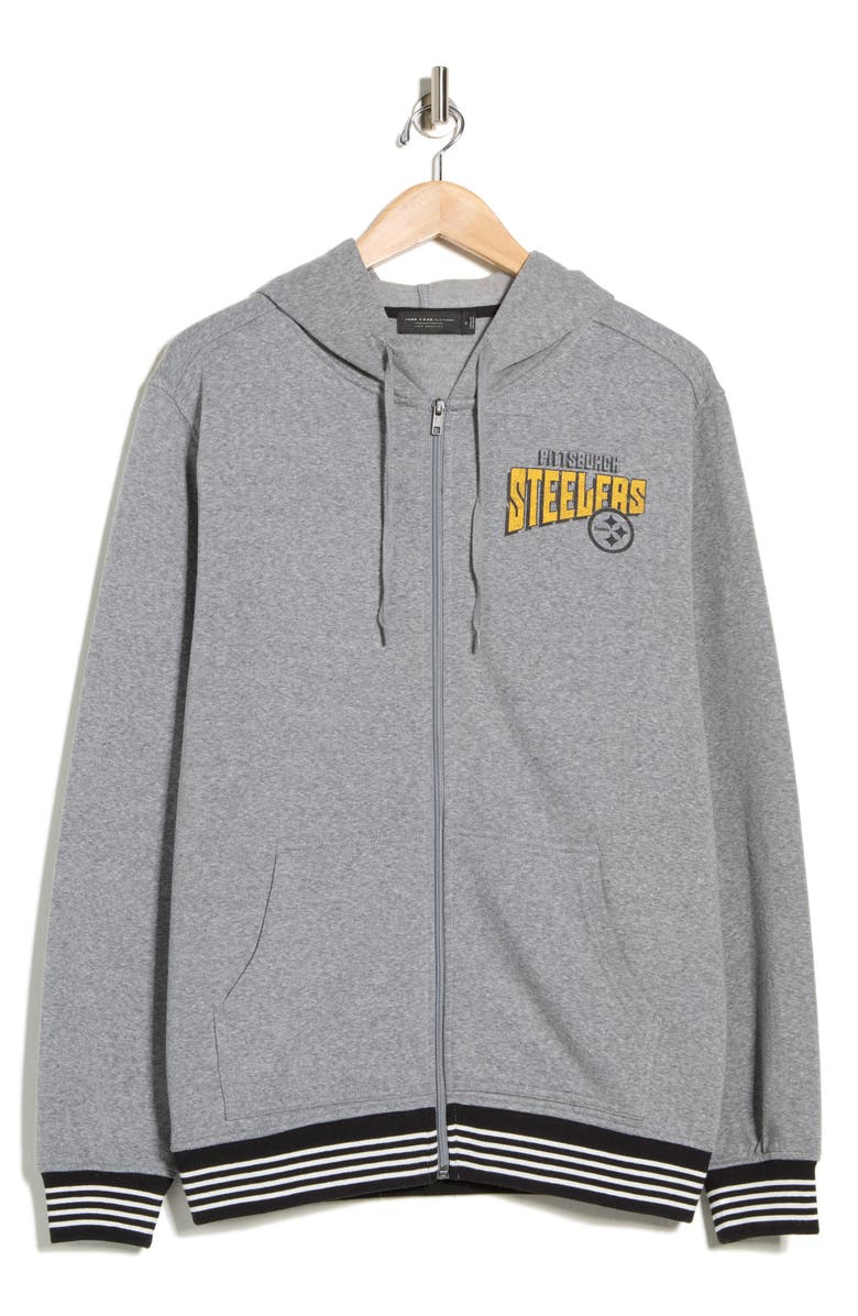 Junk Food NFL Steelers Field Goal Zip Hoodie, Alternate, color, Heather Grey True Black