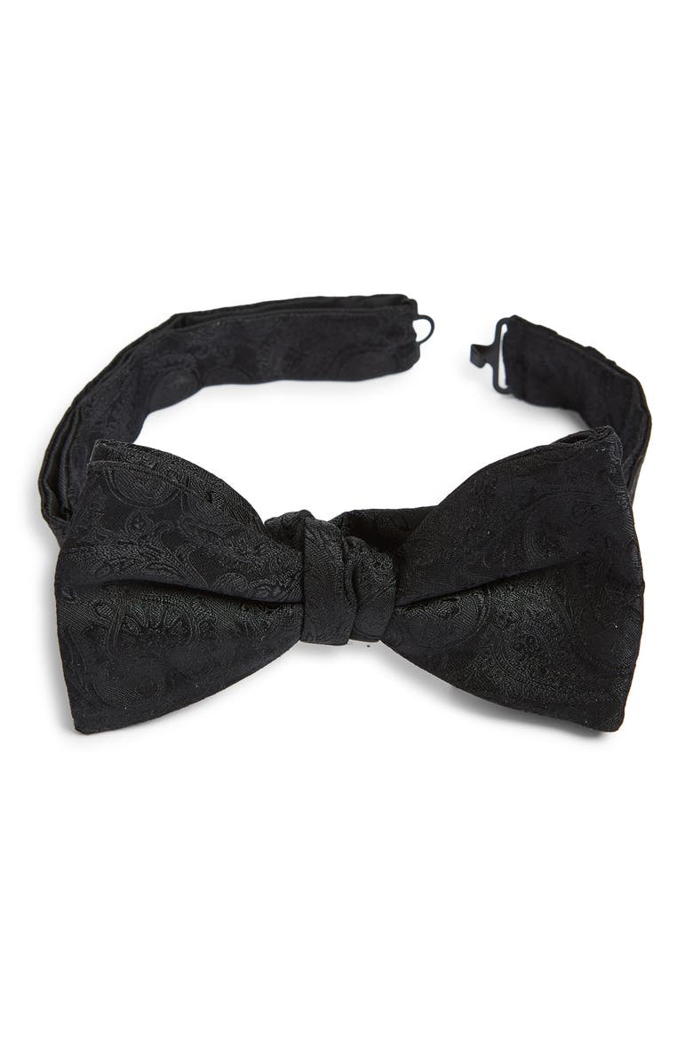 Paisley Silk Bow Tie, Main, color, BLACK