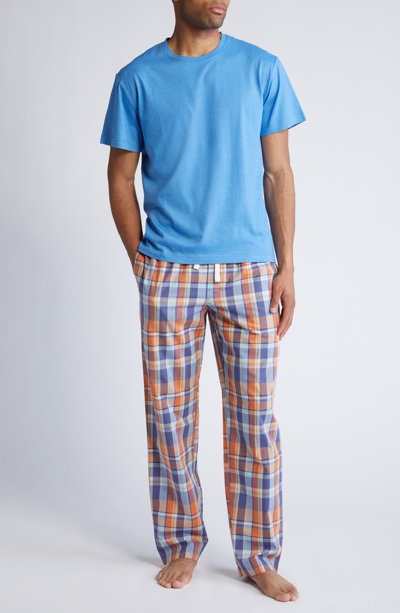 Majestic International Lessons in Color T-Shirt & Plaid Pajama Pants, Main, color, Blue Multi
