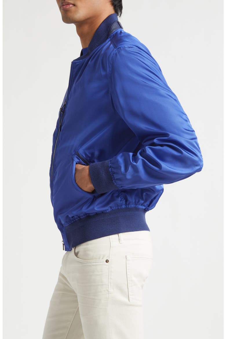 Technical Silk Poplin Bomber Jacket, Alternate, color, ROYAL BLUE