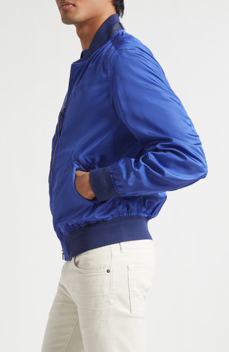 TOM FORD Technical Silk Poplin Bomber Jacket, Alternate, color, Royal Blue