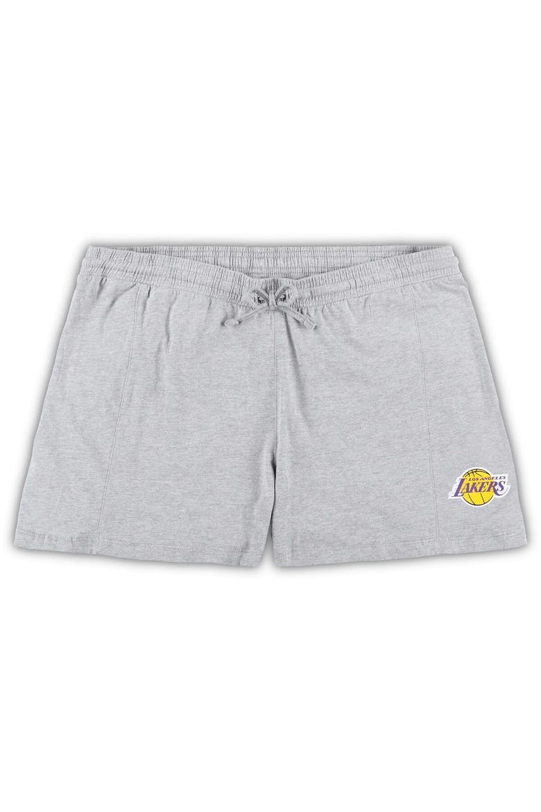 Women's Fanatics Branded Purple/Heather Gray Los Angeles Lakers Plus Size T-Shirt & Shorts Combo Set, Alternate, color, Purple