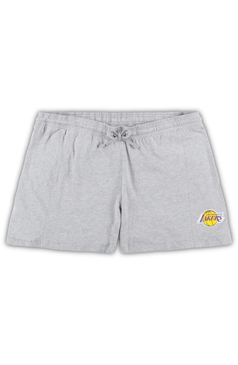 FANATICS Women's Fanatics Branded Purple/Heather Gray Los Angeles Lakers Plus Size T-Shirt & Shorts Combo Set, Alternate, color, Purple