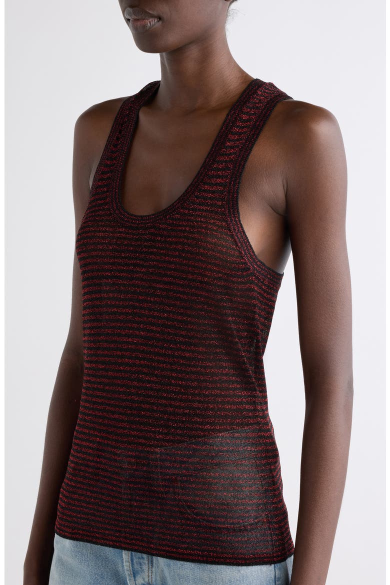 Cevara Metallic Knit Tank, Alternate, color, BLACK/ RED