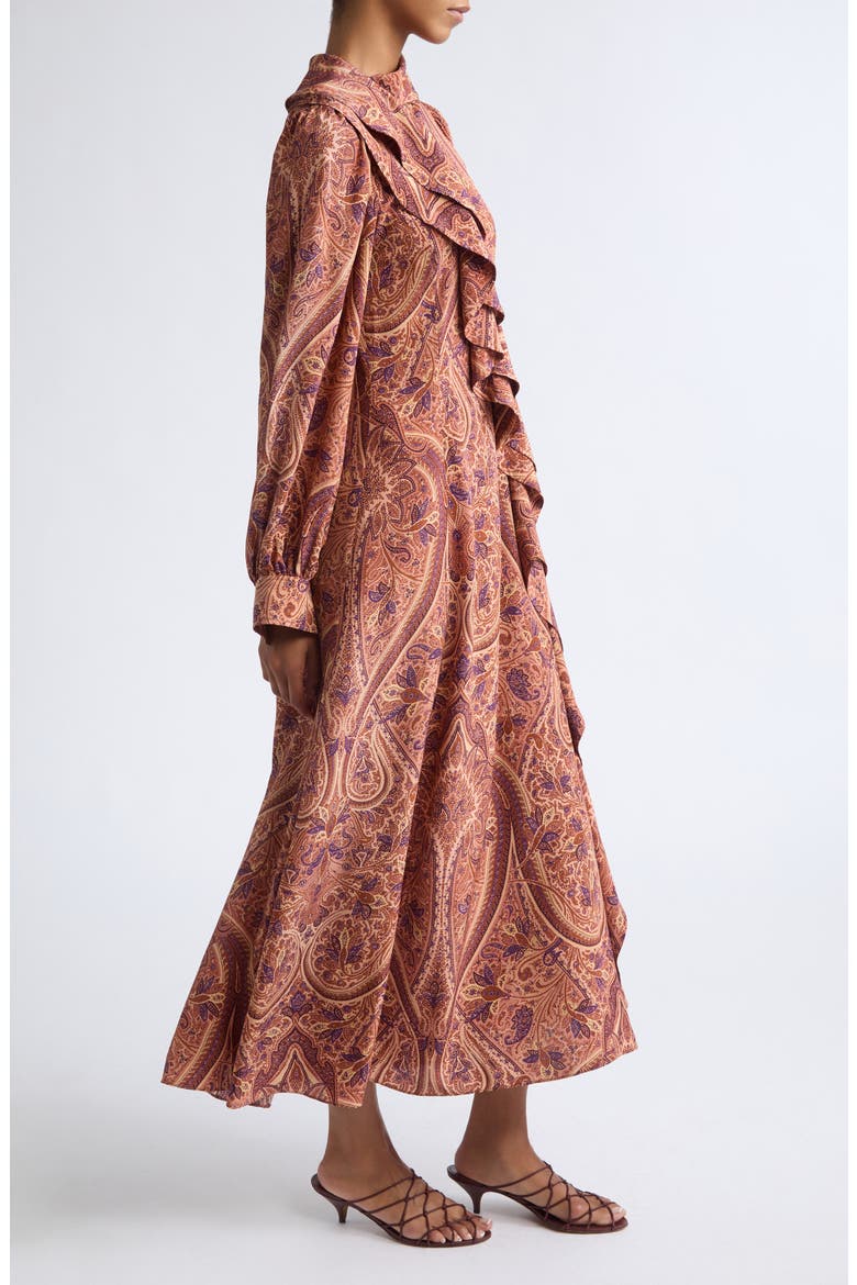 Sabrina Silk Midi Dress, Alternate, color, ROSETTE