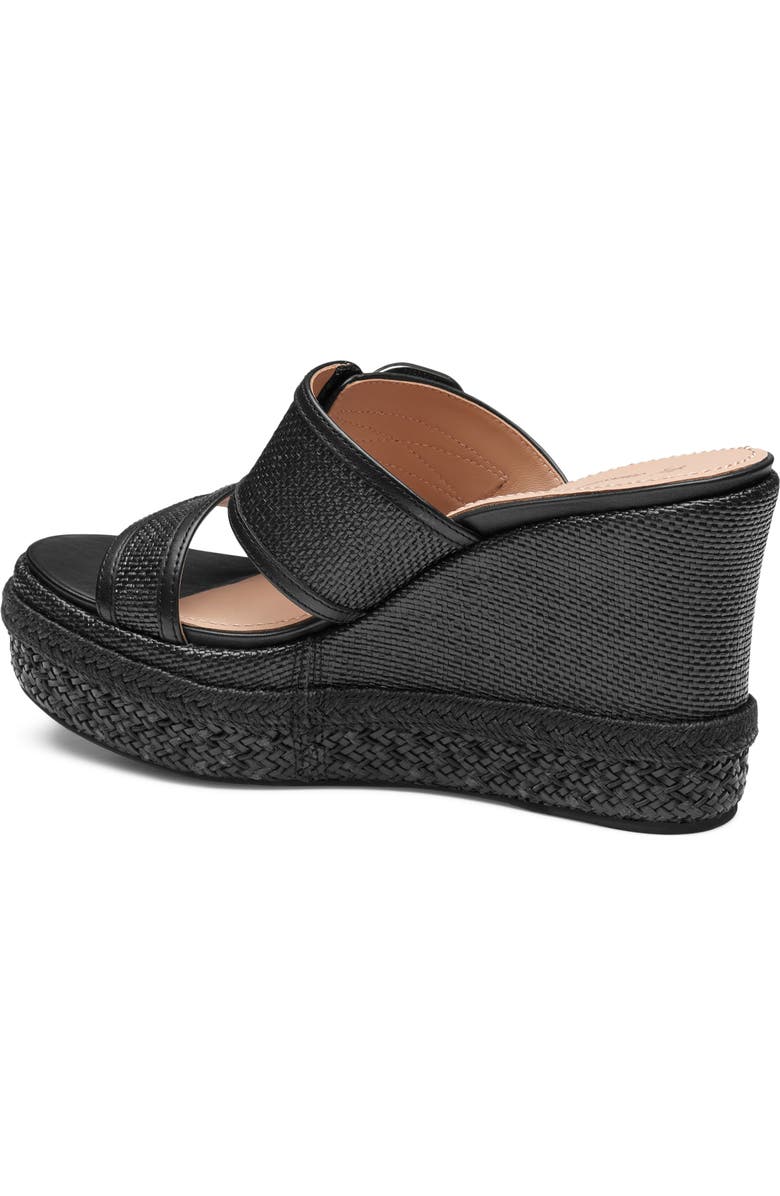 Johnston & Murphy Addison Buckle Platform Wedge Slide Sandal, Alternate, color, Black Raffia/Nappa Leather