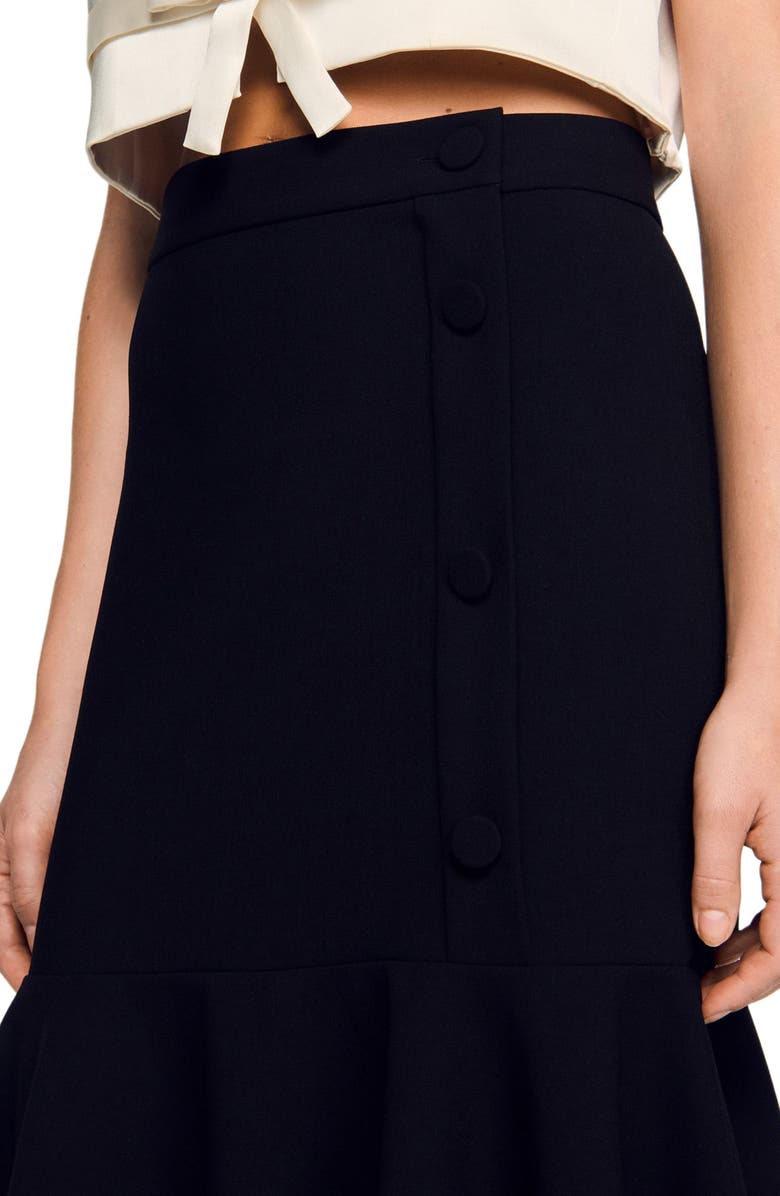 SANDRO Long flared ruffled skirt, Alternate, color, Black