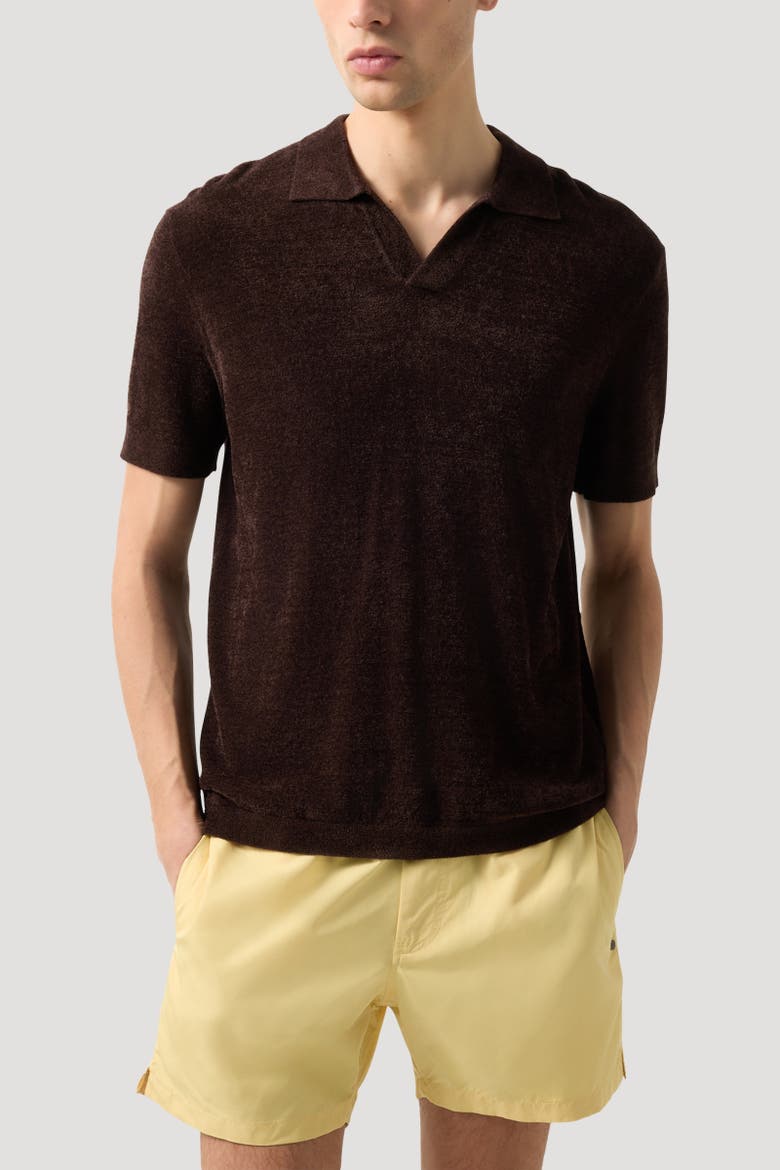 Finn Knitted Polo Shirt, Alternate, color, Dark brown