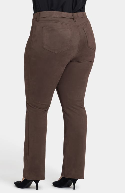 Nydj Marilyn High Waist Straight Leg Faux Suede Pants In Brown