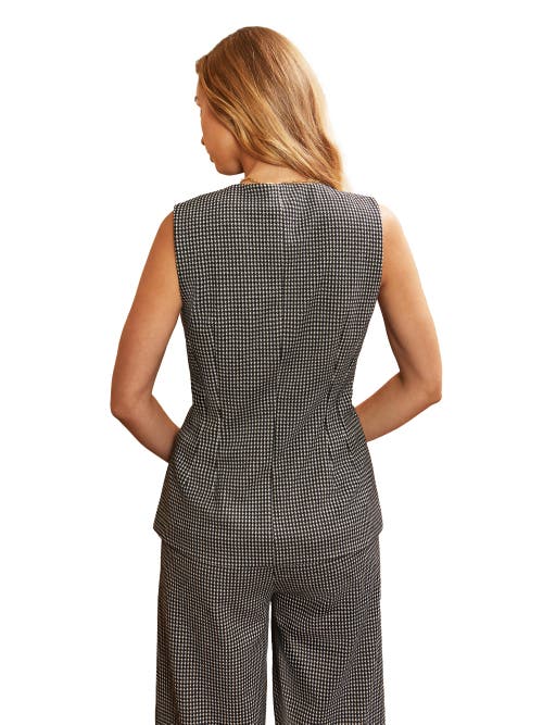 Ro&zo Round Neck Houndstooth Waistcoat In Gray