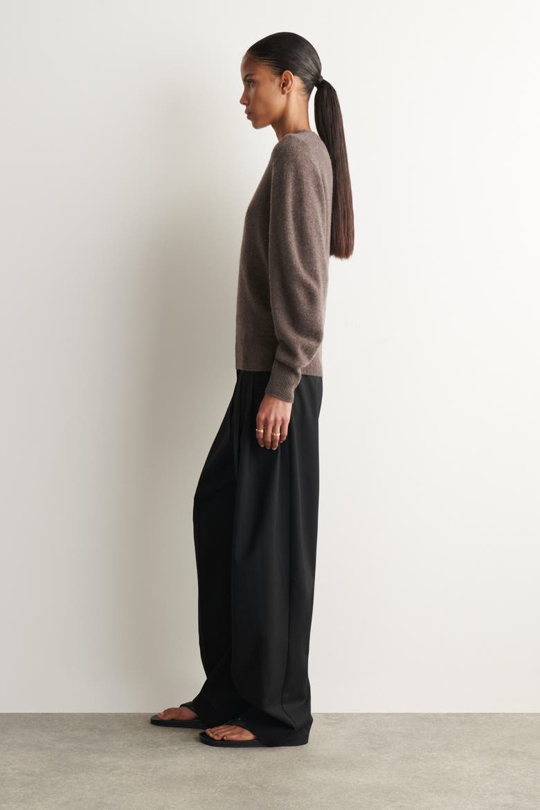 Sculpted Pure Cashmere V-neck Sweater, Alternate, color, BROWN MÉLANGE