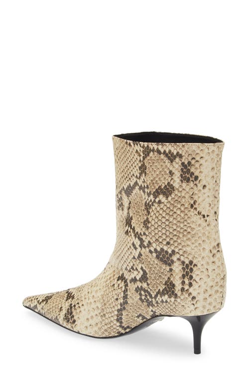 Schutz Frances Snakeskin Embossed Pointed Toe Bootie In Beige Snake