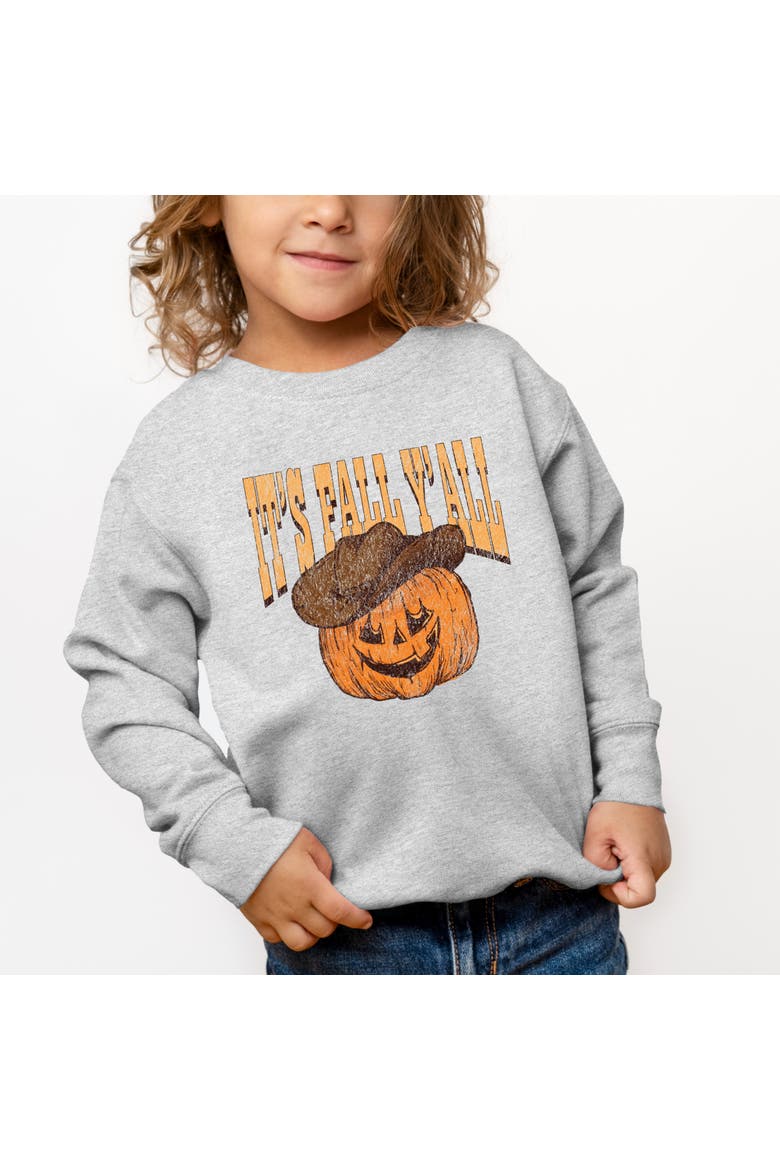 It's Fall Y'all Jack-O-Lantern Toddler Graphic Sweatshirt, Main, color, Heather Grey