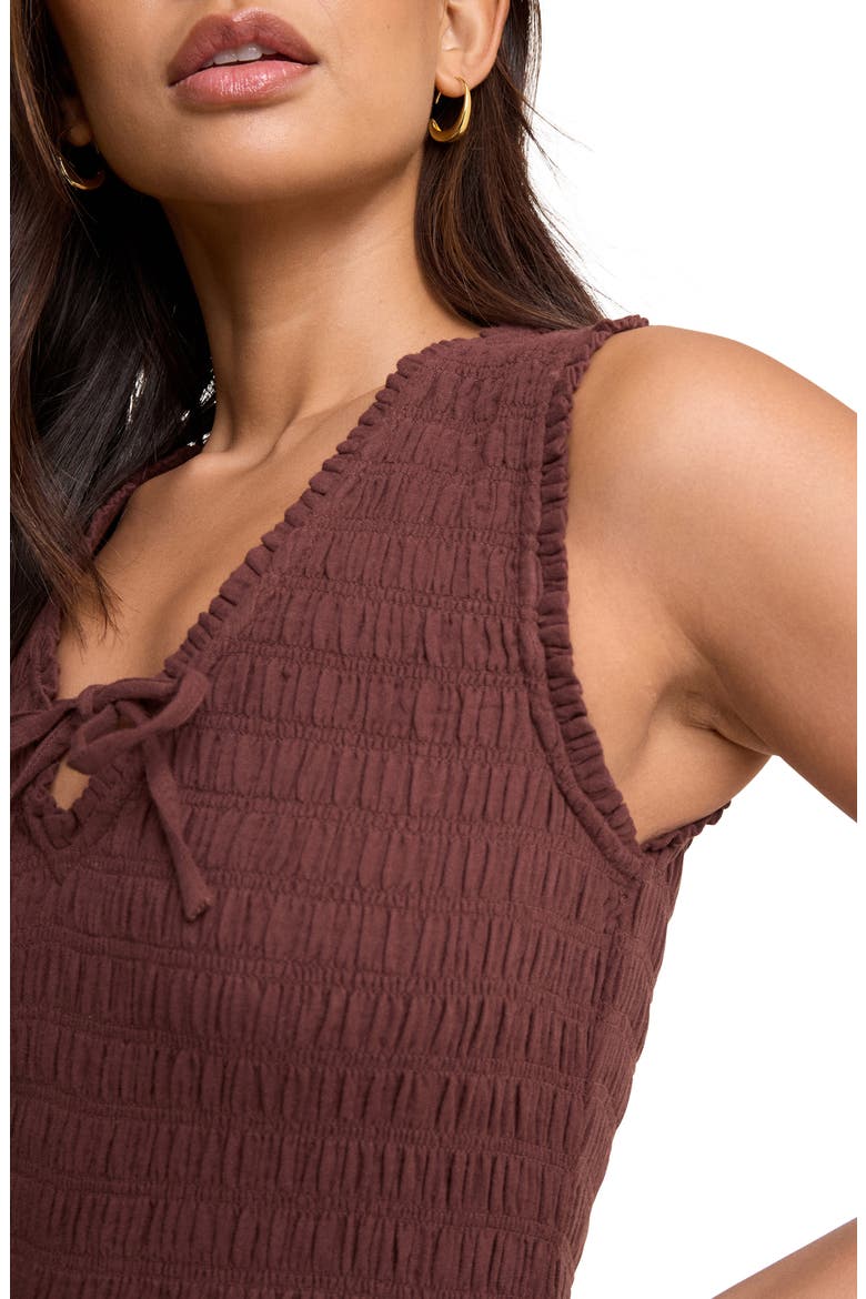 Jayda Smocked Wide Leg Jumpsuit, Alternate, color, BROWN