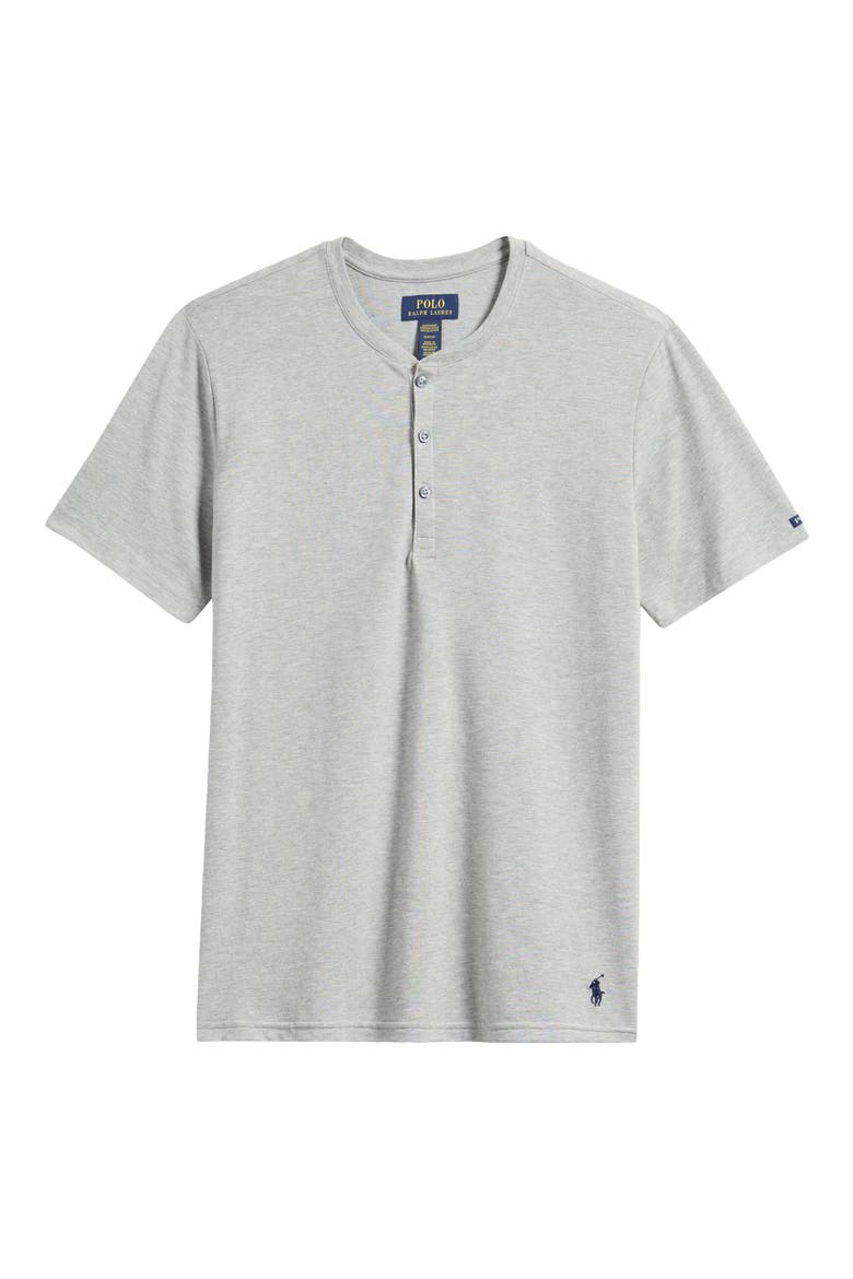 Featherweight Short Sleeve Henley Pajama Top, Alternate, color, GREY