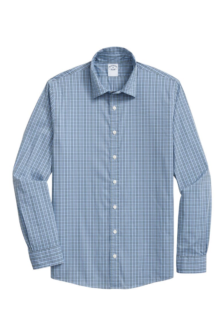 Performance Button-Up Shirt, Main, color, HYDRANGEA NAVY CHECK