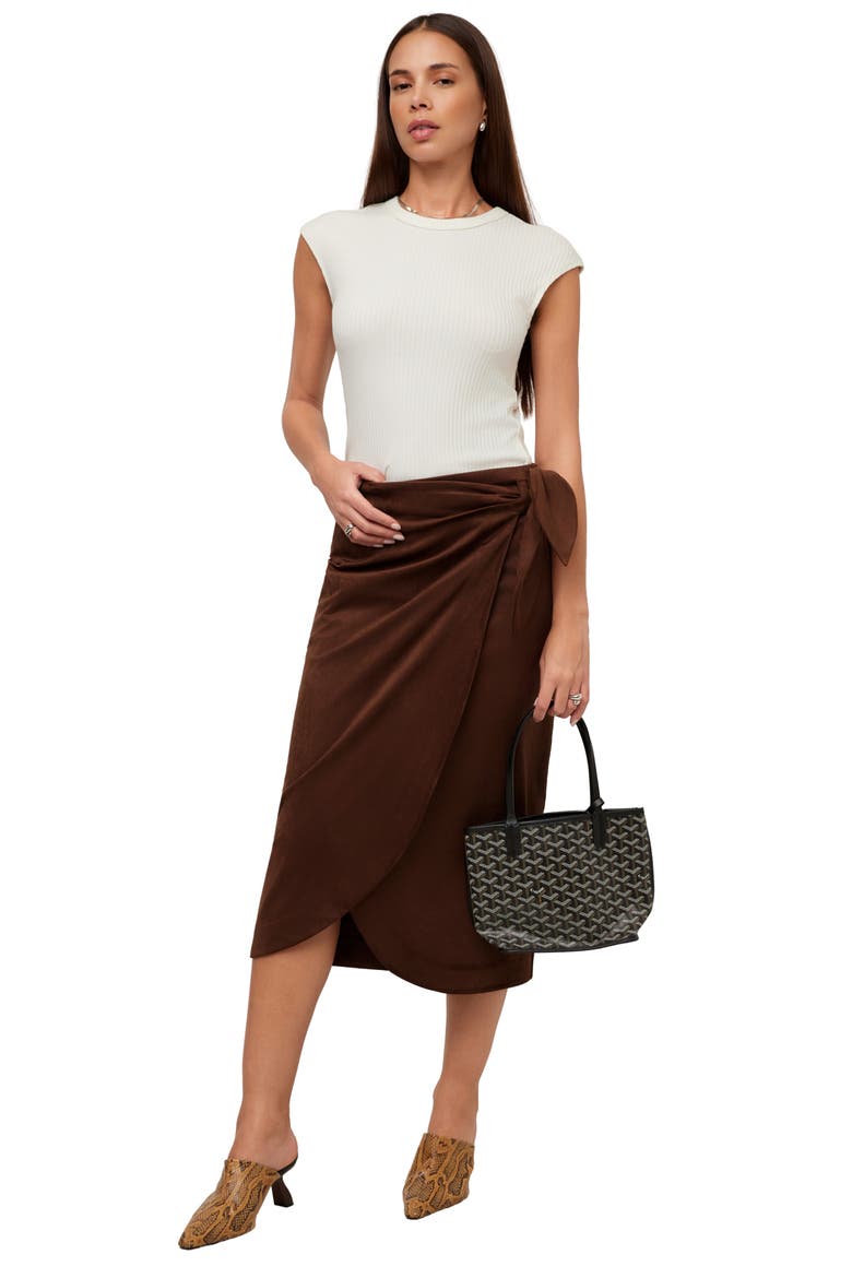 Penelope Wrap Midi Skirt, Alternate, color, WOOD