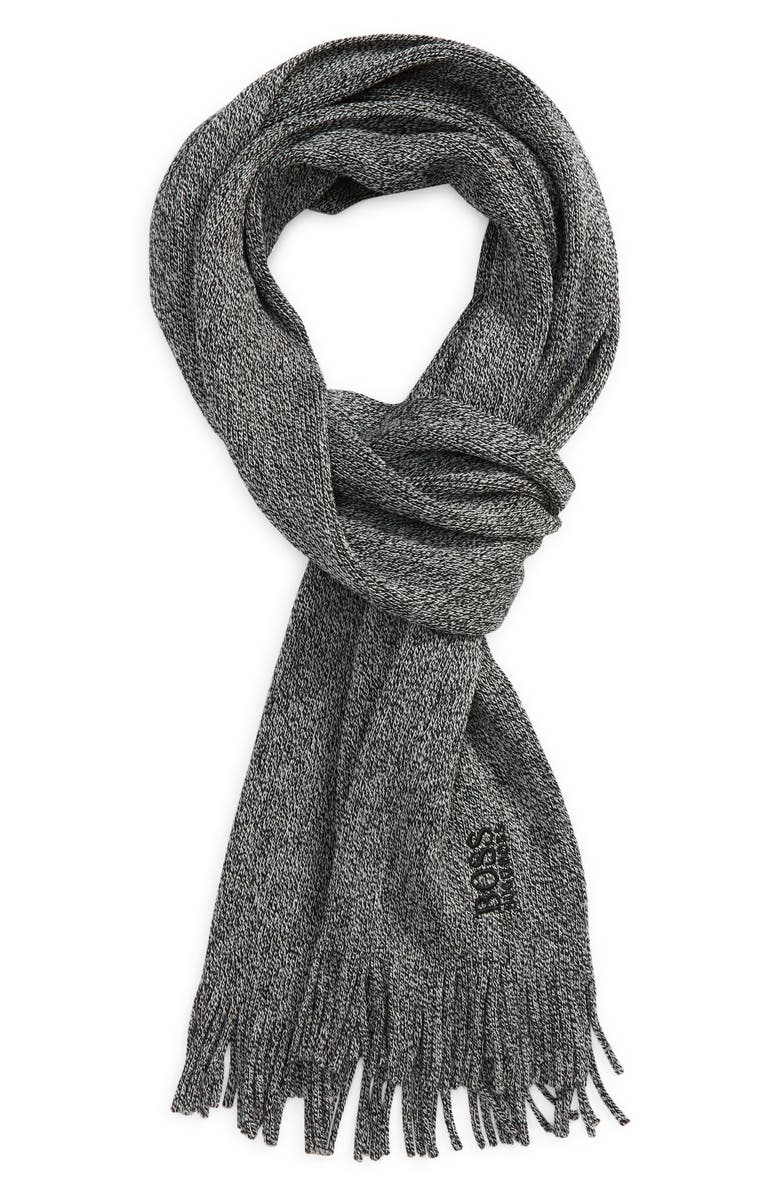 HUGO Albas Marled Virgin Wool Scarf, Main, color, 