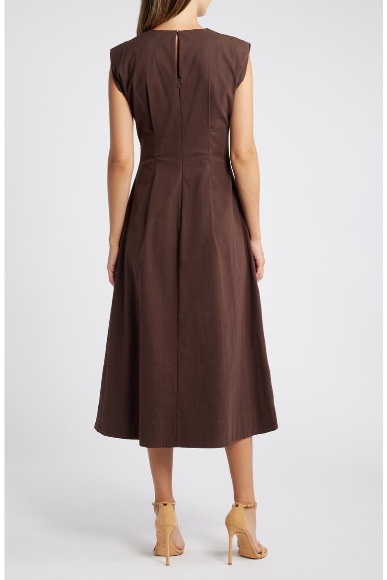 Cinched Waist Midi Dress, Alternate, color, MUSHROOM