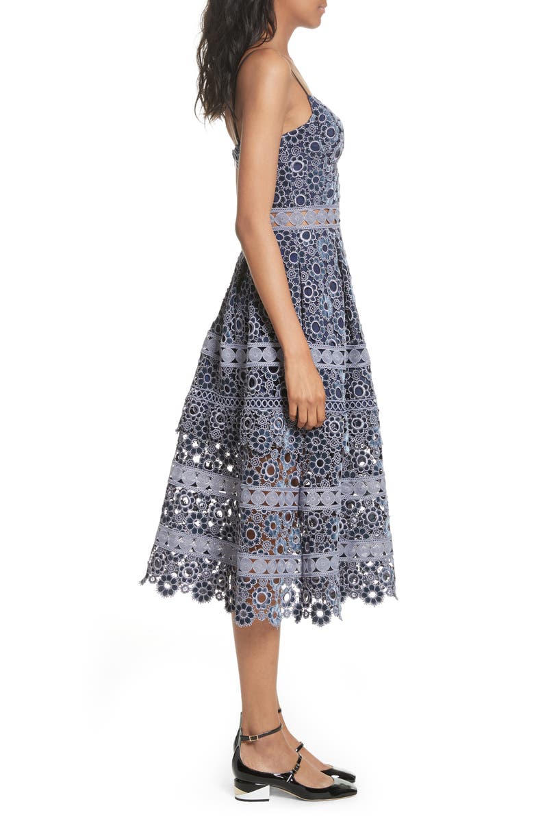 Self-Portrait Embroidered Cutwork Midi Dress, Alternate, color, 