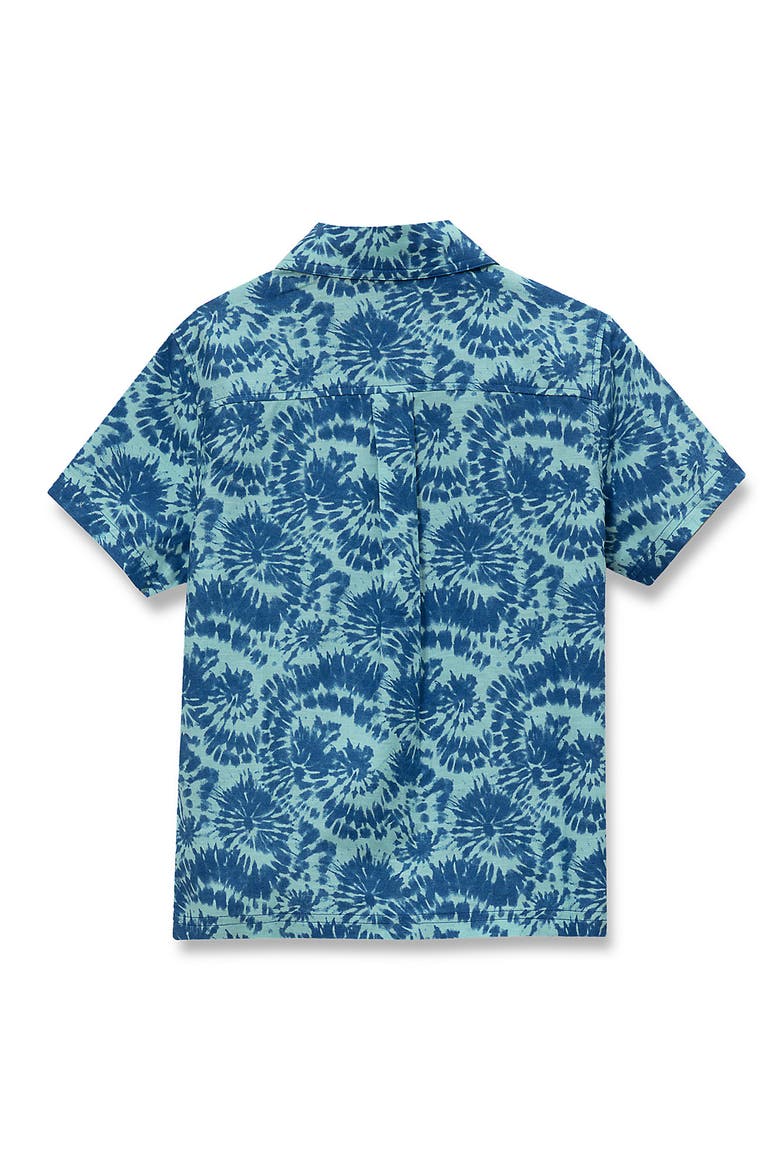 Boys Short Sleeve Linen Slub Button Down Shirt, Alternate, color, Tonal Blue Tie Dye