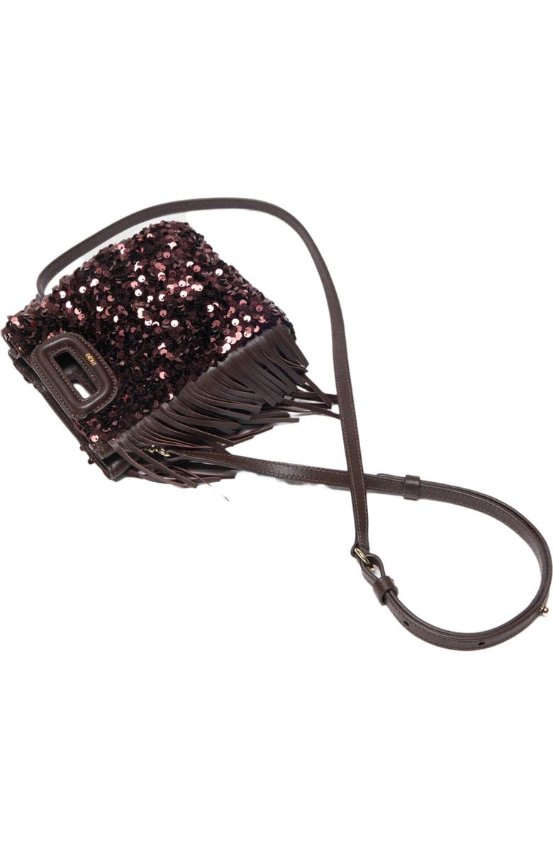 maje Sequin M mini bag, Alternate, color, Brown