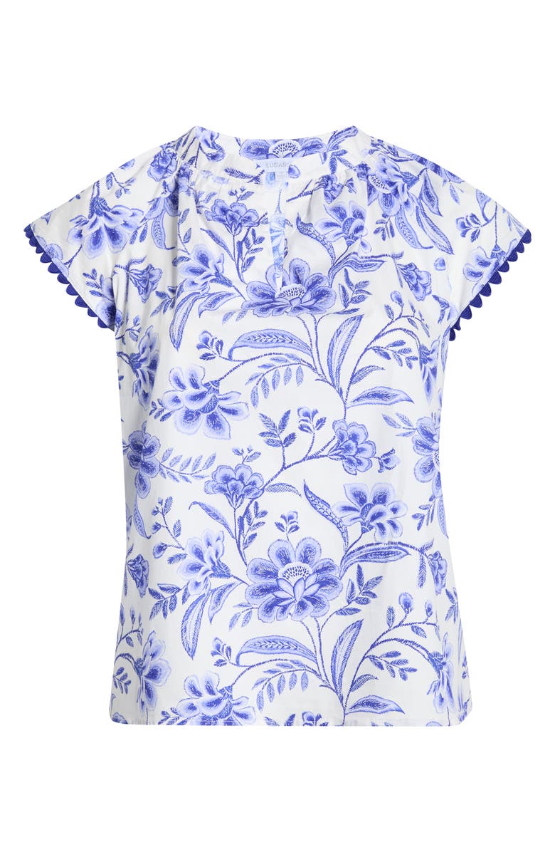 SUGARLIPS Maeve Floral Ayla Cotton Top, Alternate, color, White-Cobalts