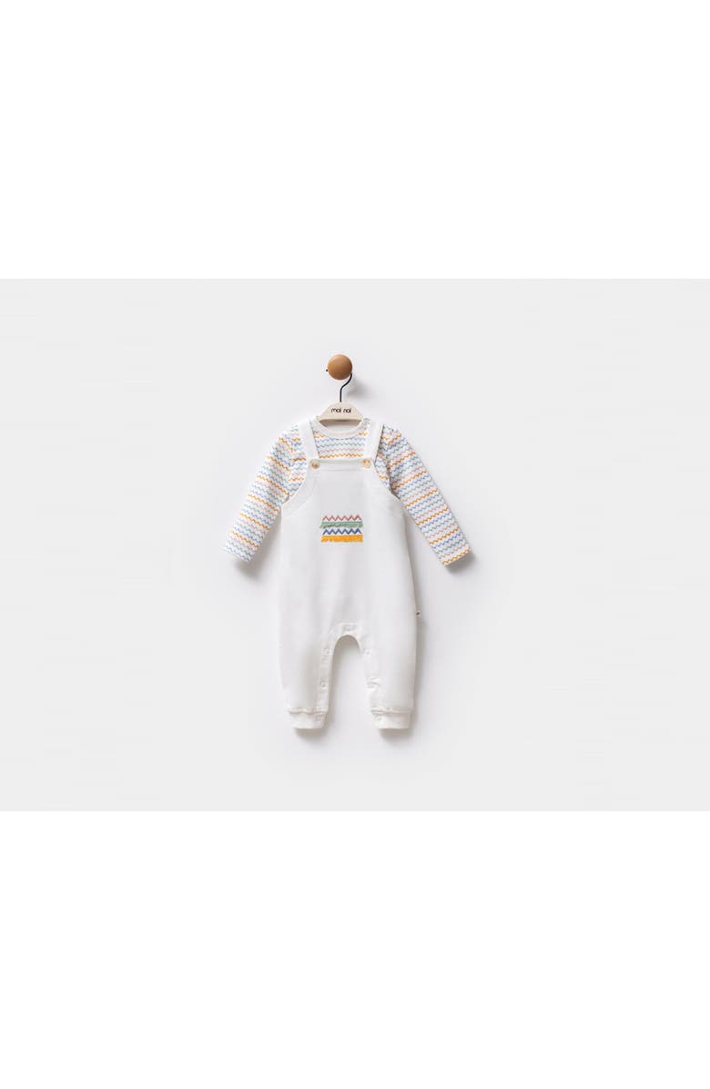 moi noi Zigzag Overalls Set, Alternate, color, Ivory