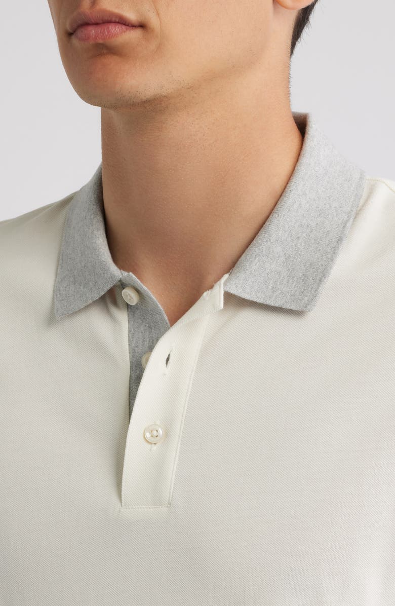 BOSS Parlay Contrast Collar Cotton Polo, Alternate, color, Open White