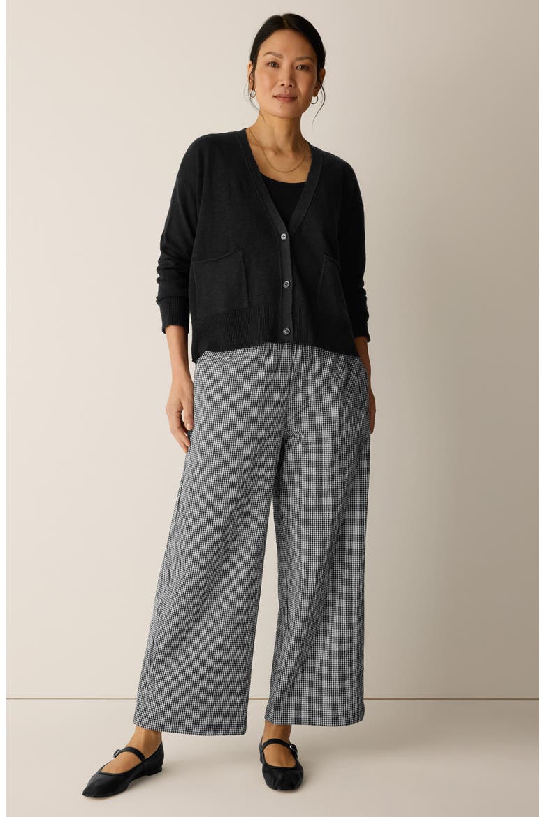 Organic Cotton & Organic Linen Cardigan, Alternate, color, BLACK