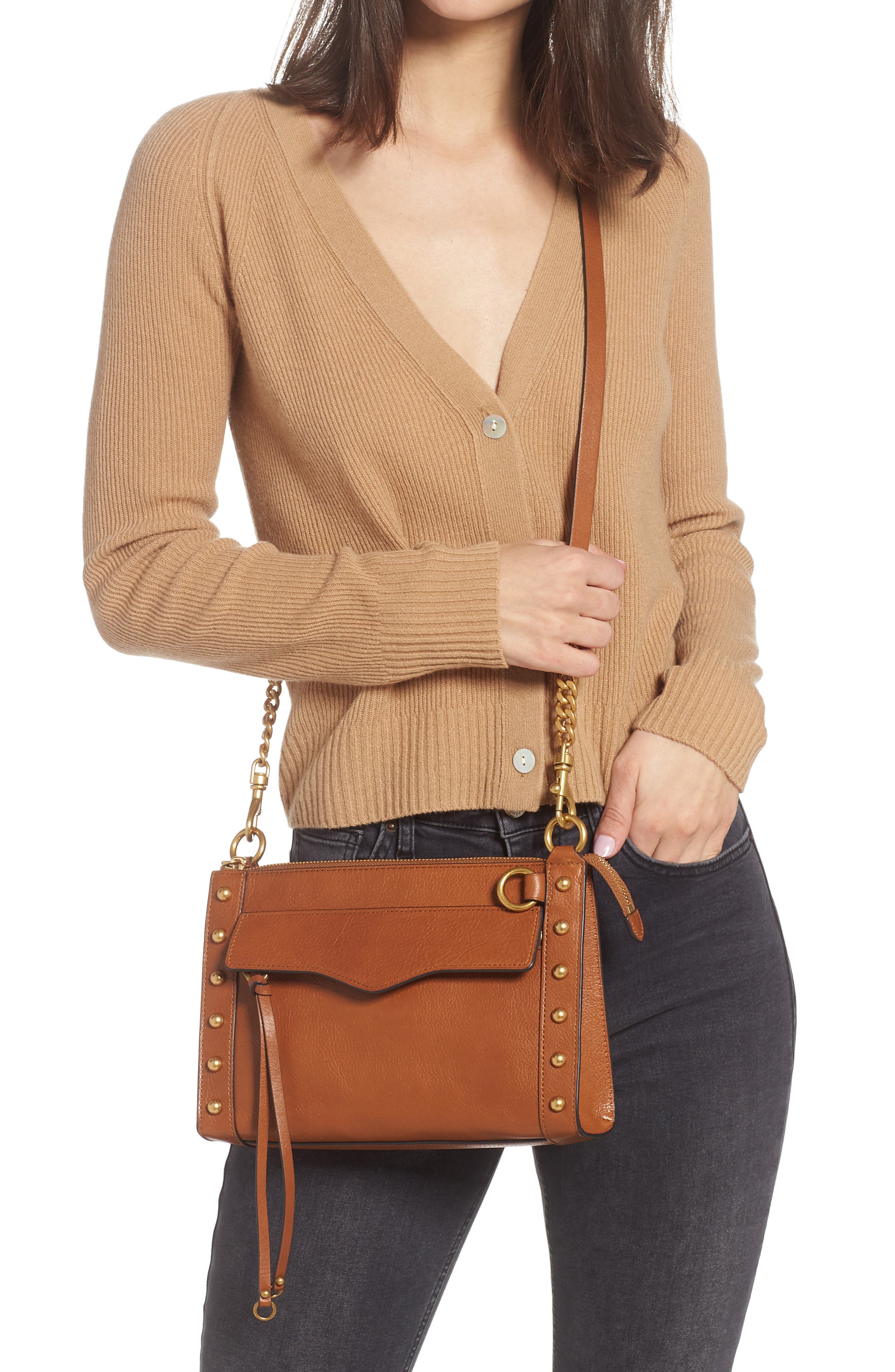 M.A.B. Leather Bag, Alternate, color, CARAMELLO