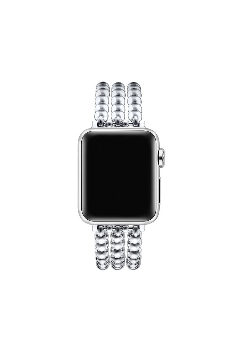 Nova Stainless Steel Beaded Band for Apple Watch, Alternate, color, Silver