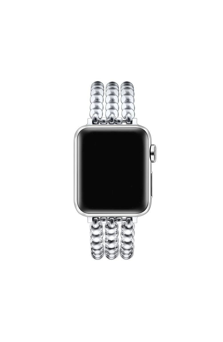 Posh Tech Nova Stainless Steel Beaded Band for Apple Watch, Alternate, color, Silver