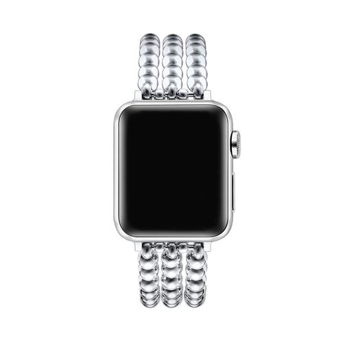 Posh Tech Nova Stainless Steel Beaded Band For Apple Watch In Metallic