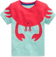 Mini Boden Kids' Crab Appliqué Cotton T-Shirt